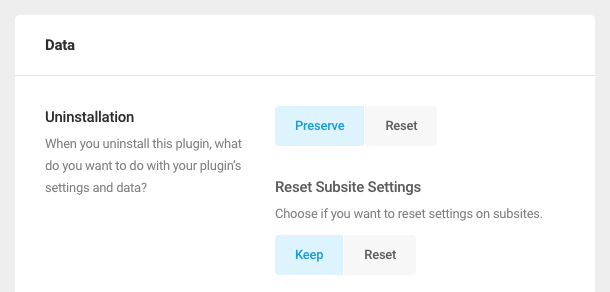 Choose to keep or delete data and settings upon uninstallation