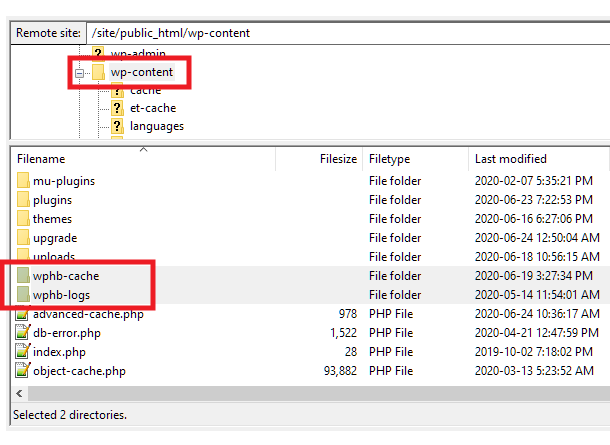 Location of cache and logs files