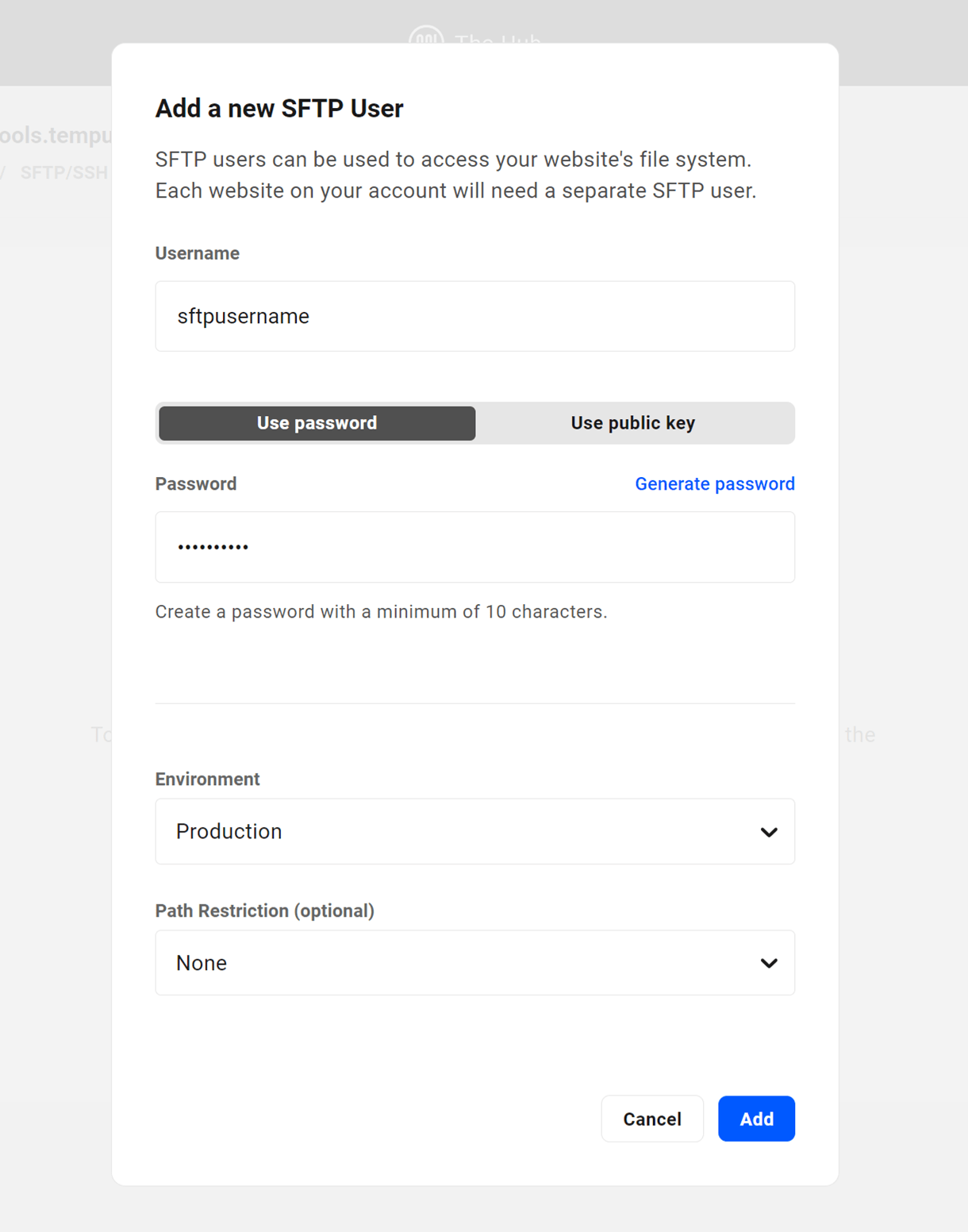 sftp new user