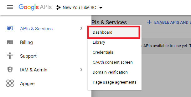 Google APIs & Services Dashboard