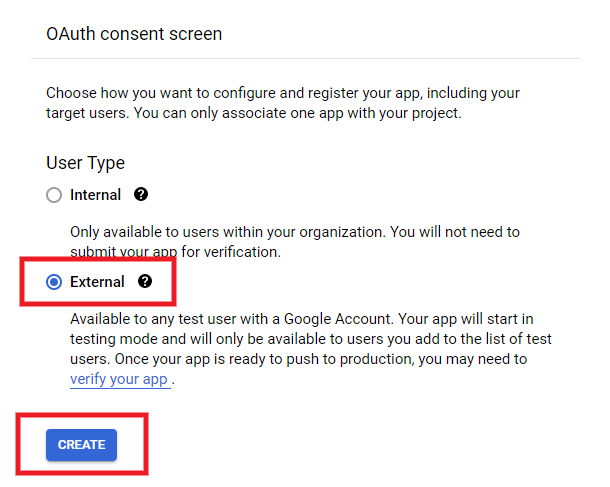 Set Google project as external