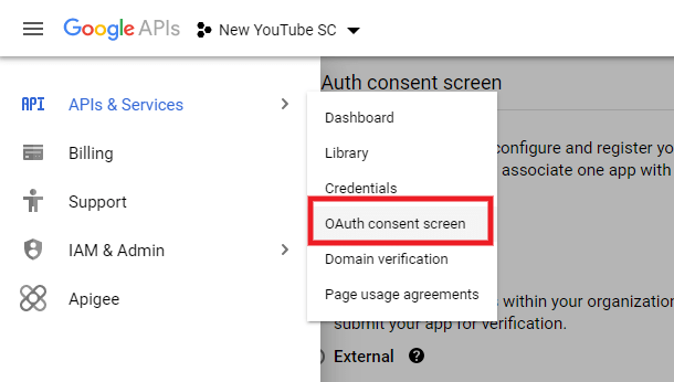 OAuth Consent Screen in Google project