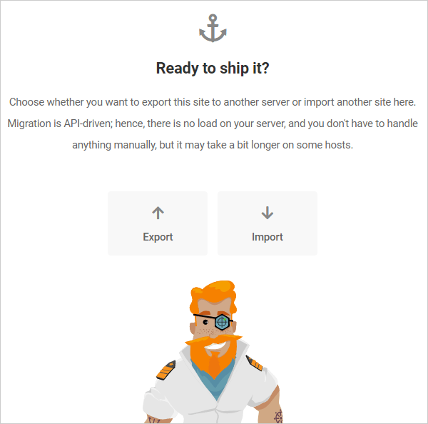 API Migration screen.