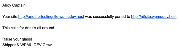 The email from Shipper.