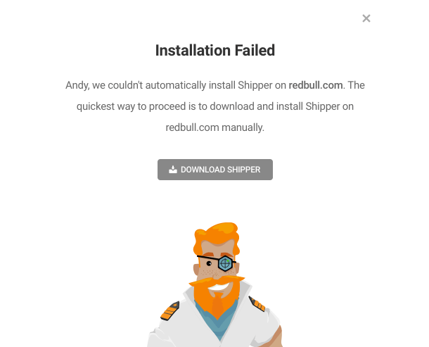 Shipper auto-install failure notice