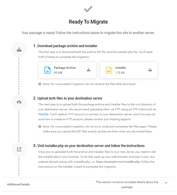 Shipper migration package ready for download