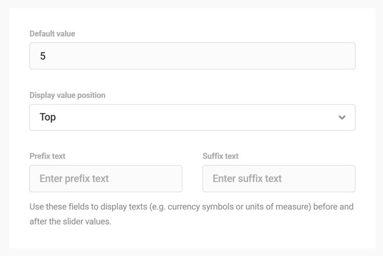 slider advanced settings