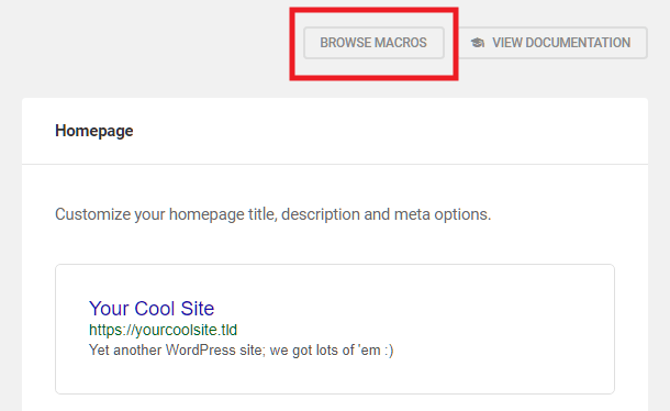 SmartCrawl browse macros button in wp-admin