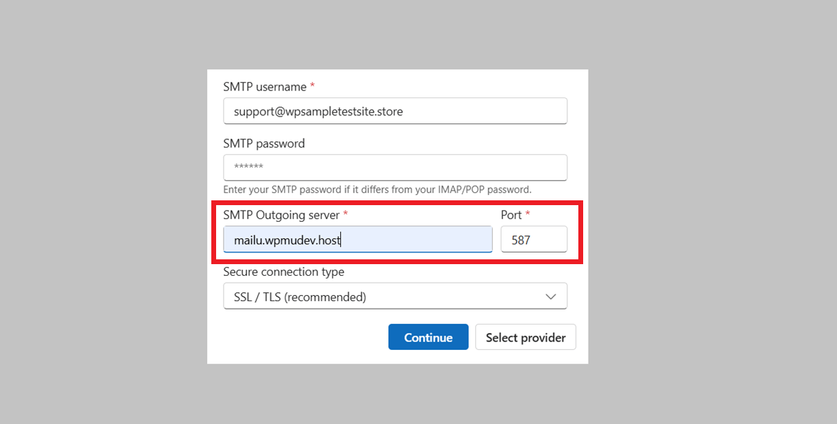 smtp server details