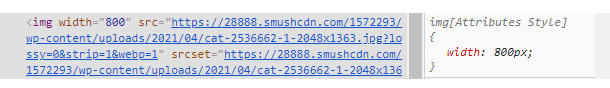 Example of hardcoded image width in source code