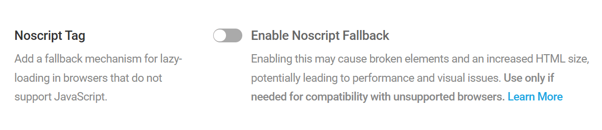 Enable NoScript fallback in Smush Lazy Load
