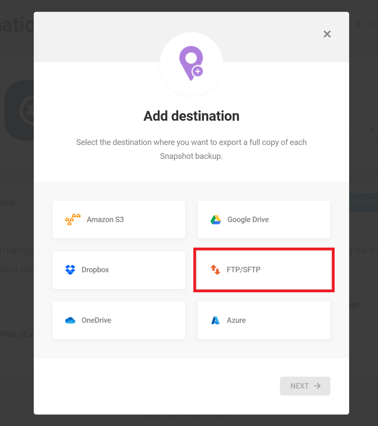 snapshot ftp destination