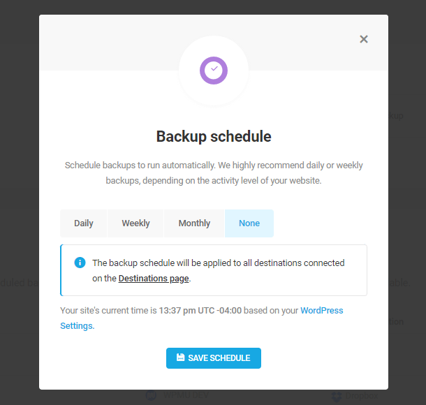 Set backup schedule in Snapshot 4.0