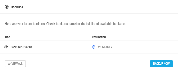 Overview of backups in Snapshot 4.0 dashboard