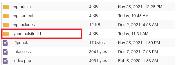 Example location of FTP backup destination in Snapshot