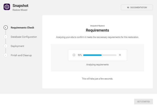 Requirements check in Snapshot installer wizard