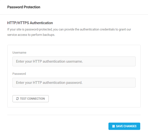 Enter HTTP Auth credentials in Snapshot