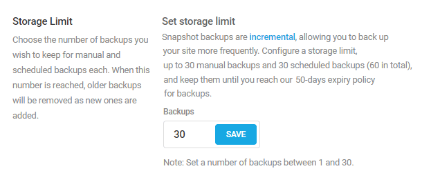 Set storage limit in Snapshot