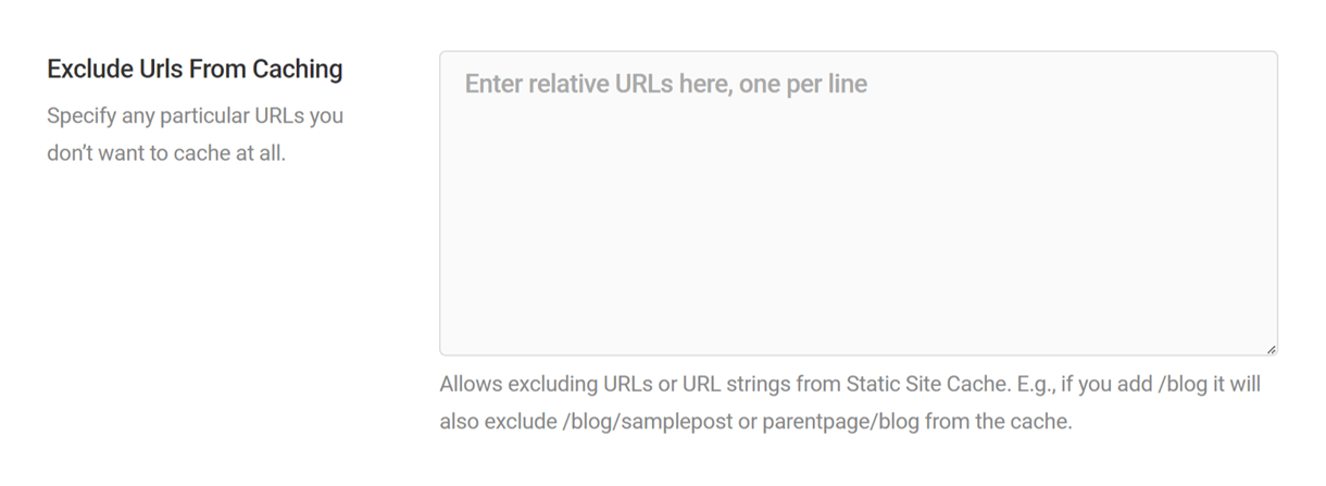 ssc exclude urls from caching