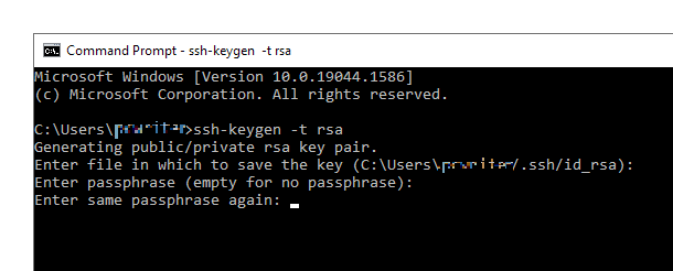 Adding a passphrase to a SSH key created via command line
