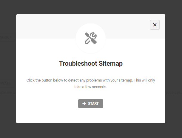 Troubleshoot sitemap Start button