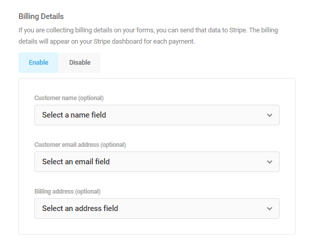 Stripe billing details