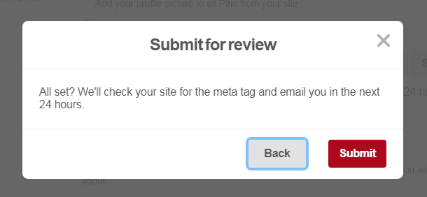 Submit for review at Pinterest