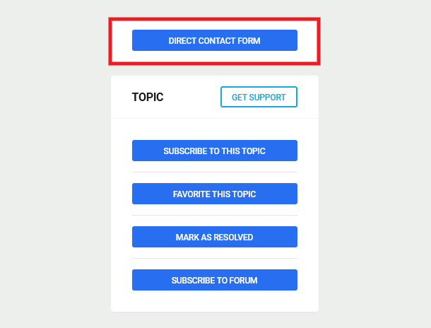 Direct contact form button in the support forums