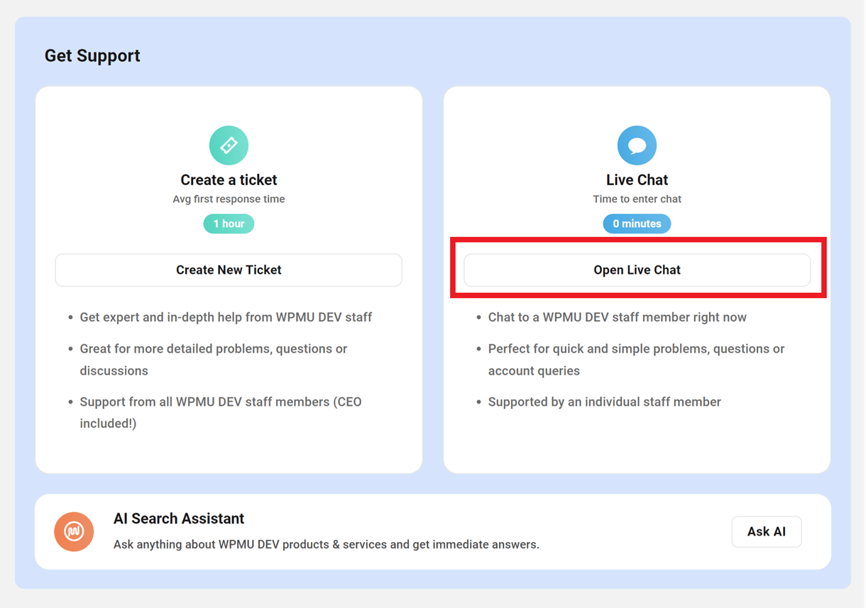 support live chat