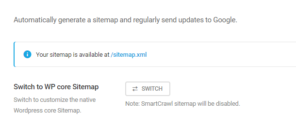 switch to wp core button