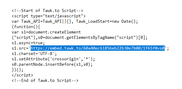 Copy URL from Tawk.to widget code