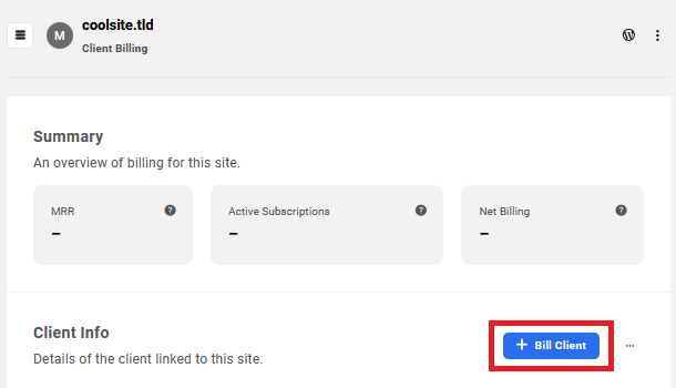 Allows the user to create and send new invoices to clients in the Site Billing area