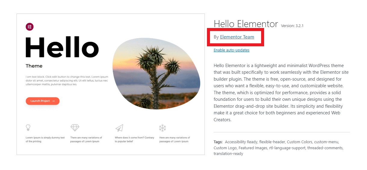 Theme documentation links