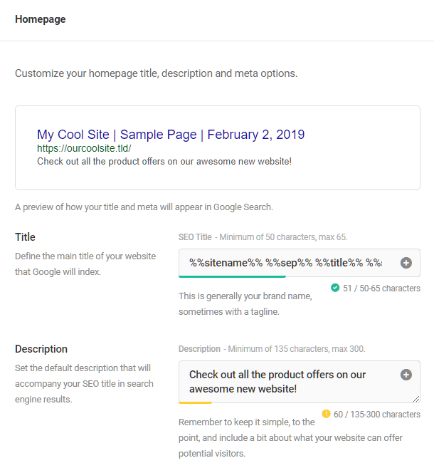 Homepage title and meta settings in SmartCrawl