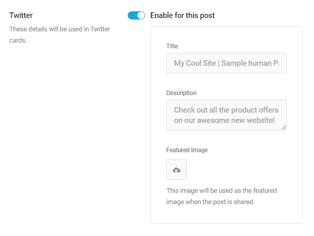Homepage Twitter meta settings in SmartCrawl
