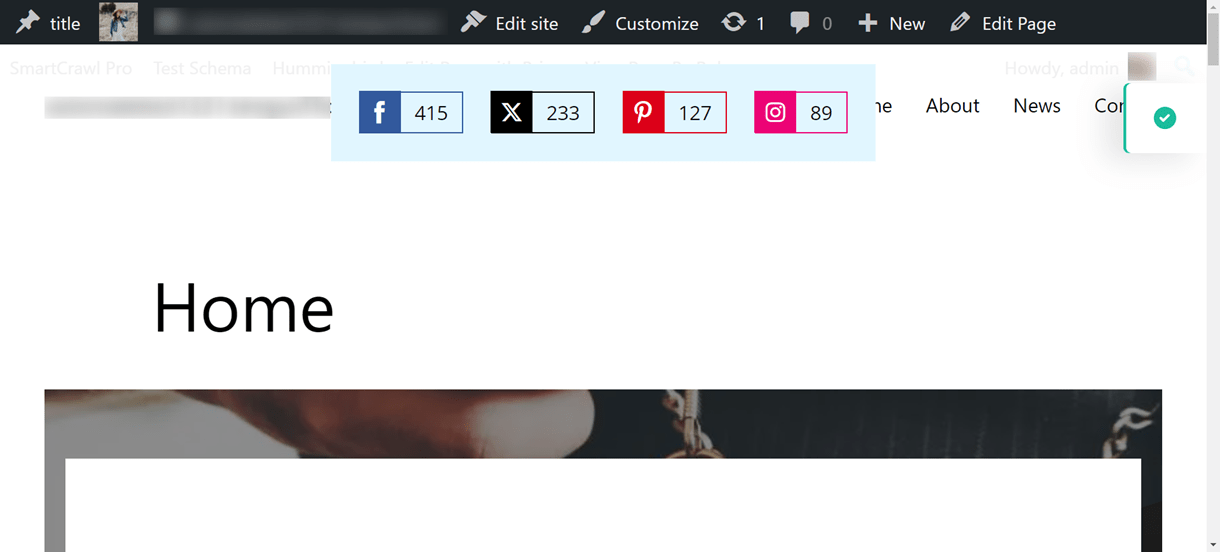 Example of Hustle floating social module on tablet screen