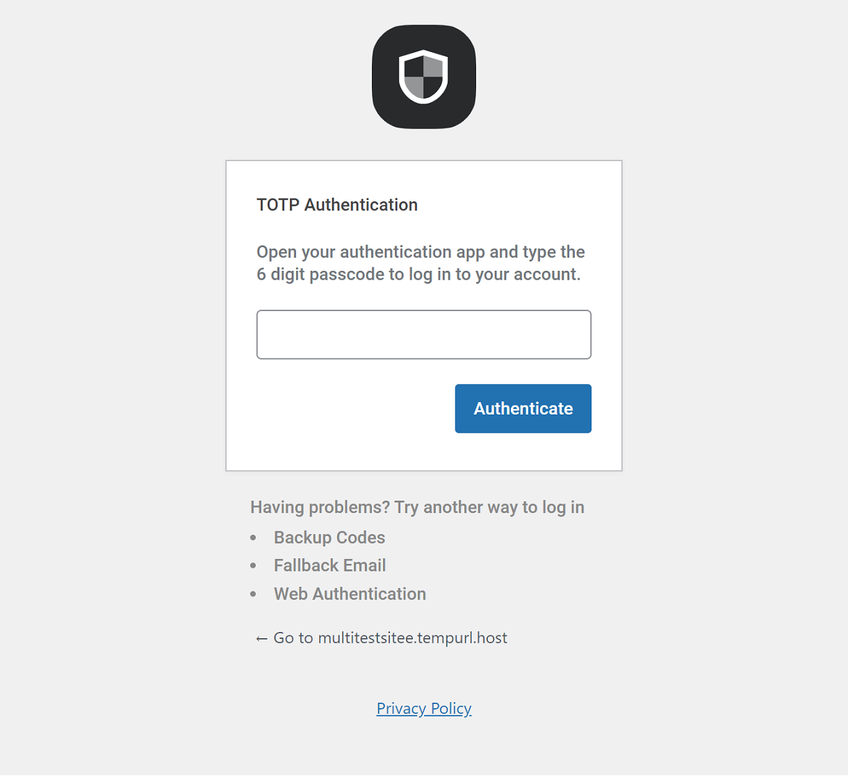 Logging in with Google Authenticator