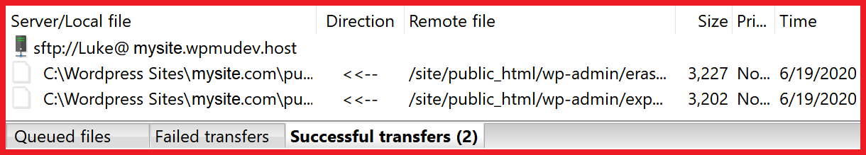 filezilla transfer queue