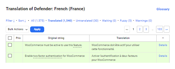 Language selected for WPMU DEV project translation
