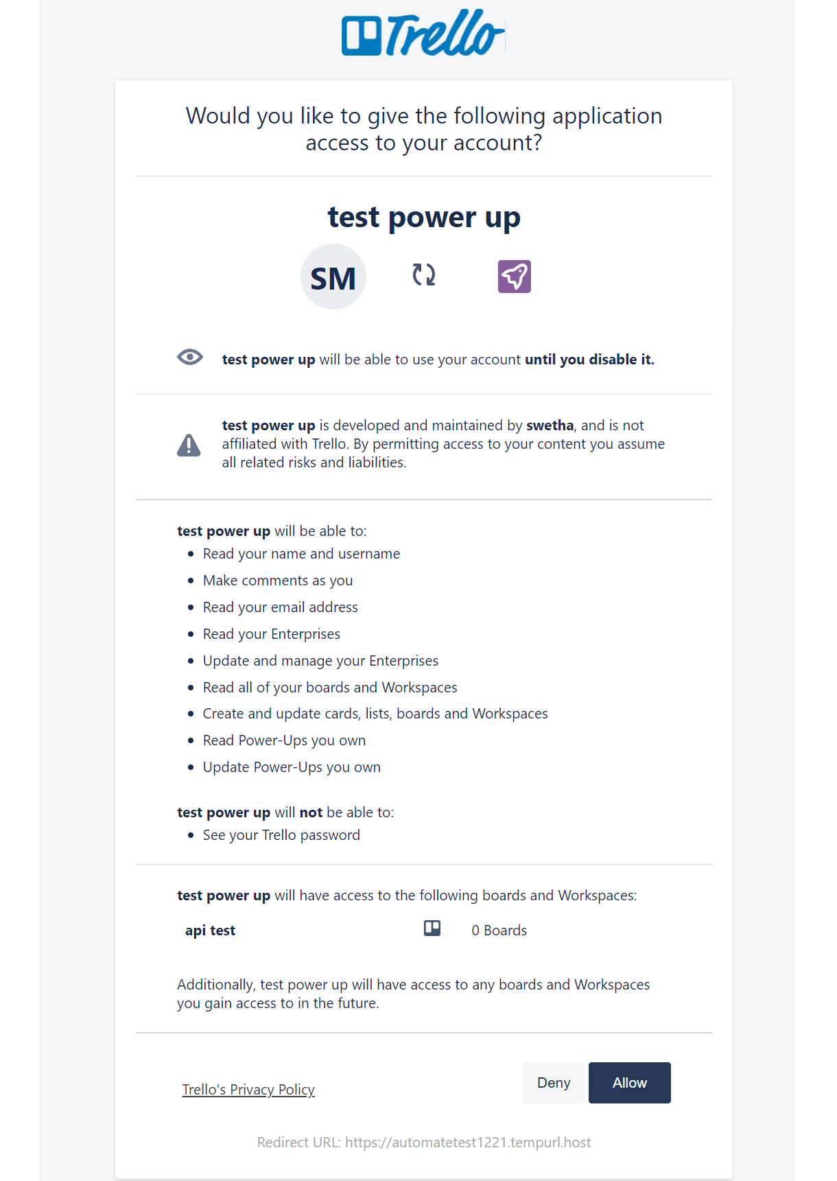 trello authorization