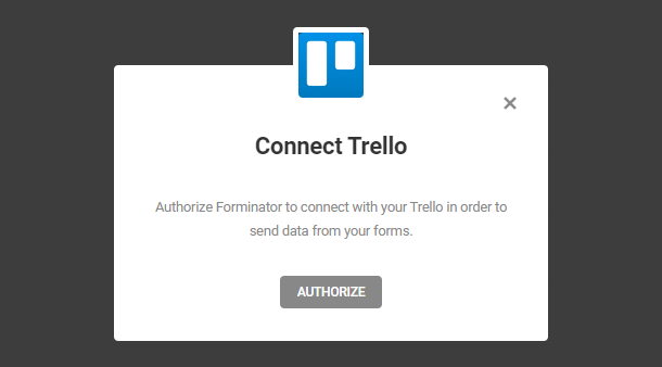 Authorize Trello integration in Forminator