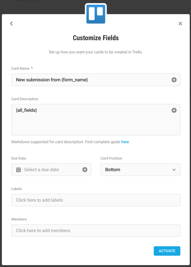 trello customize fields