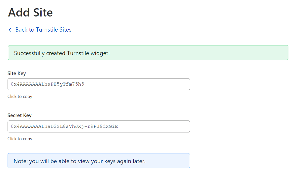 turnstile api keys