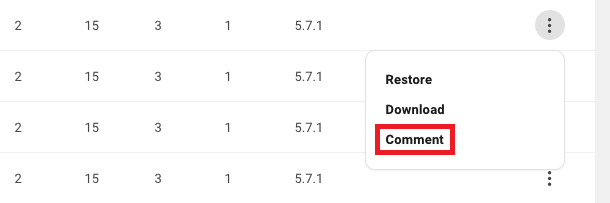 Allows the user to update the comment attached to a backup of a site.