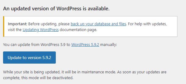 Updating WordPress