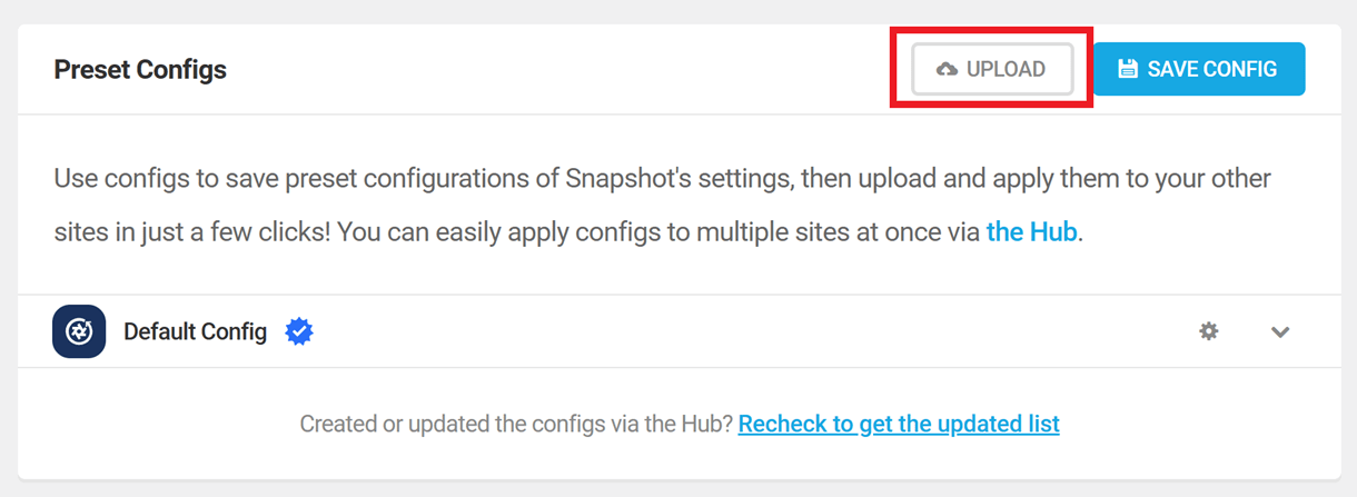 upload preset config