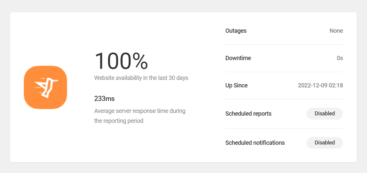 Hummingbird Uptime dashboard