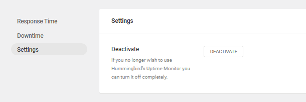 Settings in Hummingbird Uptime module