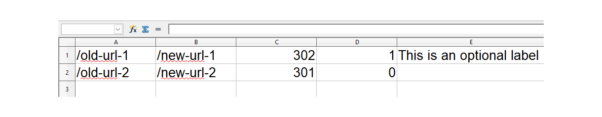 Examople CSV for URL redirection