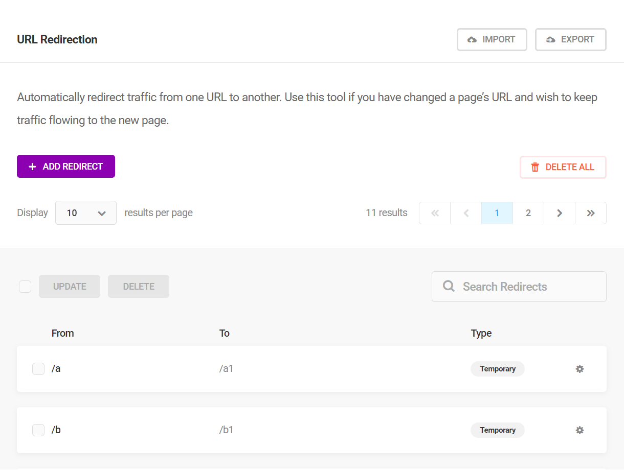 URL redirection in SmartCrawl